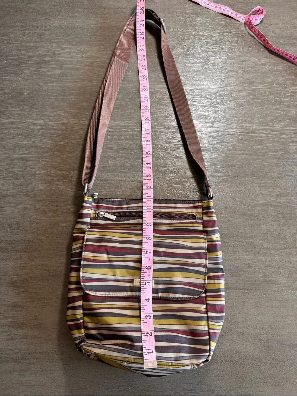 Baggallini Multi Colored Striped Crossbody Purse Bag Nylon